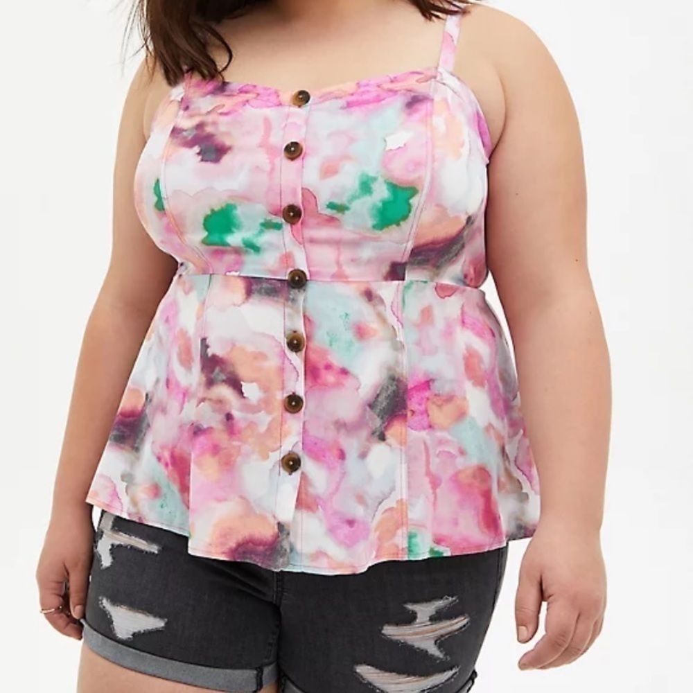 Torrid Plus Watercolor Fit And Flare Tank Top pink new woman’s 5X nwt top